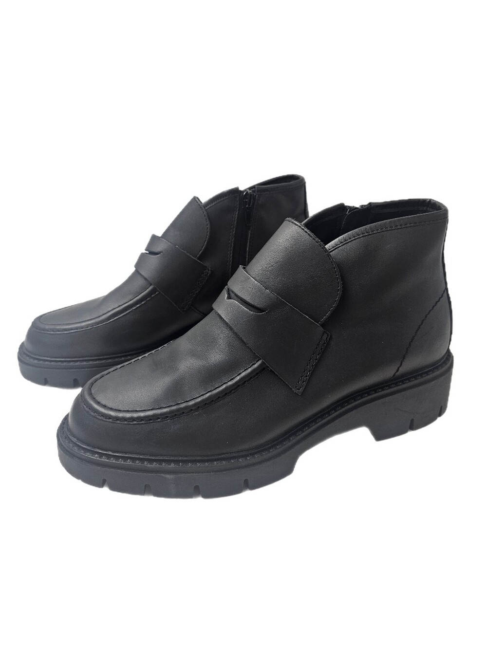 Blondo Kayloni Waterproof Black Leather Penny Loafer Ankle Booties Size 9 NWOB